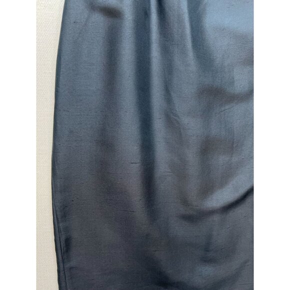 An Ren New York Womens Midi Silk Straight Pencil Skirt Small Black Back Slit - Picture 5 of 10